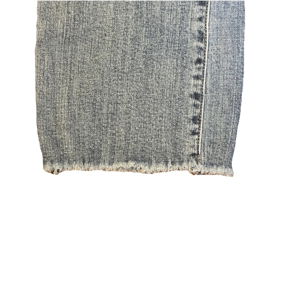 Eunina Women's Mid Rise Bootcut Blue Denim‎ Jeans Stretch 5-Pocket Raw Hem Sz 28 - Picture 5 of 14